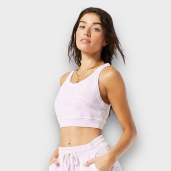 L*Space Active Women’s S Out Of Bounds Crop‎ Top Peony Pink 100% Cotton Lounge - Picture 1 of 12